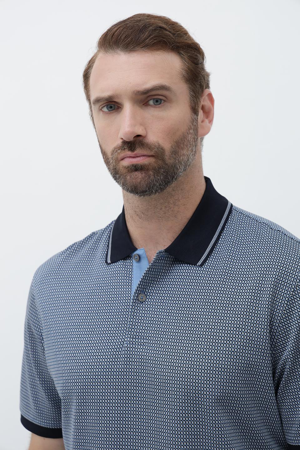 Поло Bugatti с принтом синий