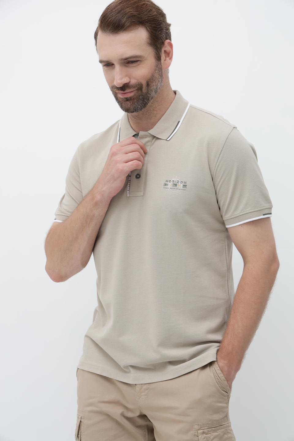 Поло Granchio бежевое с логотипом