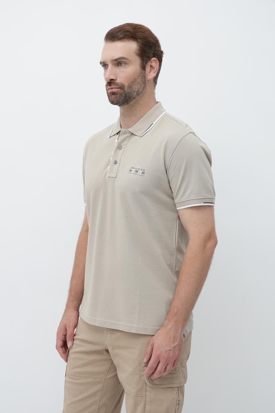 Поло Granchio бежевое с логотипом