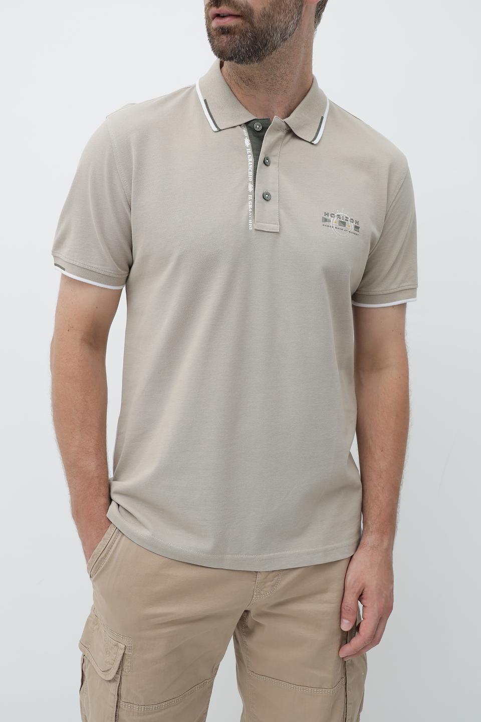 Поло Granchio бежевое с логотипом