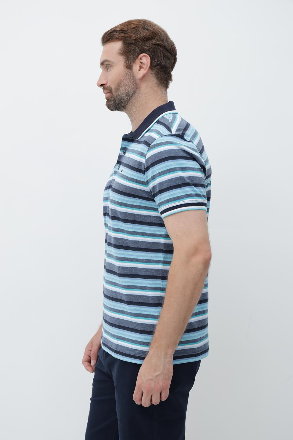 Поло Granchio в полоску синий