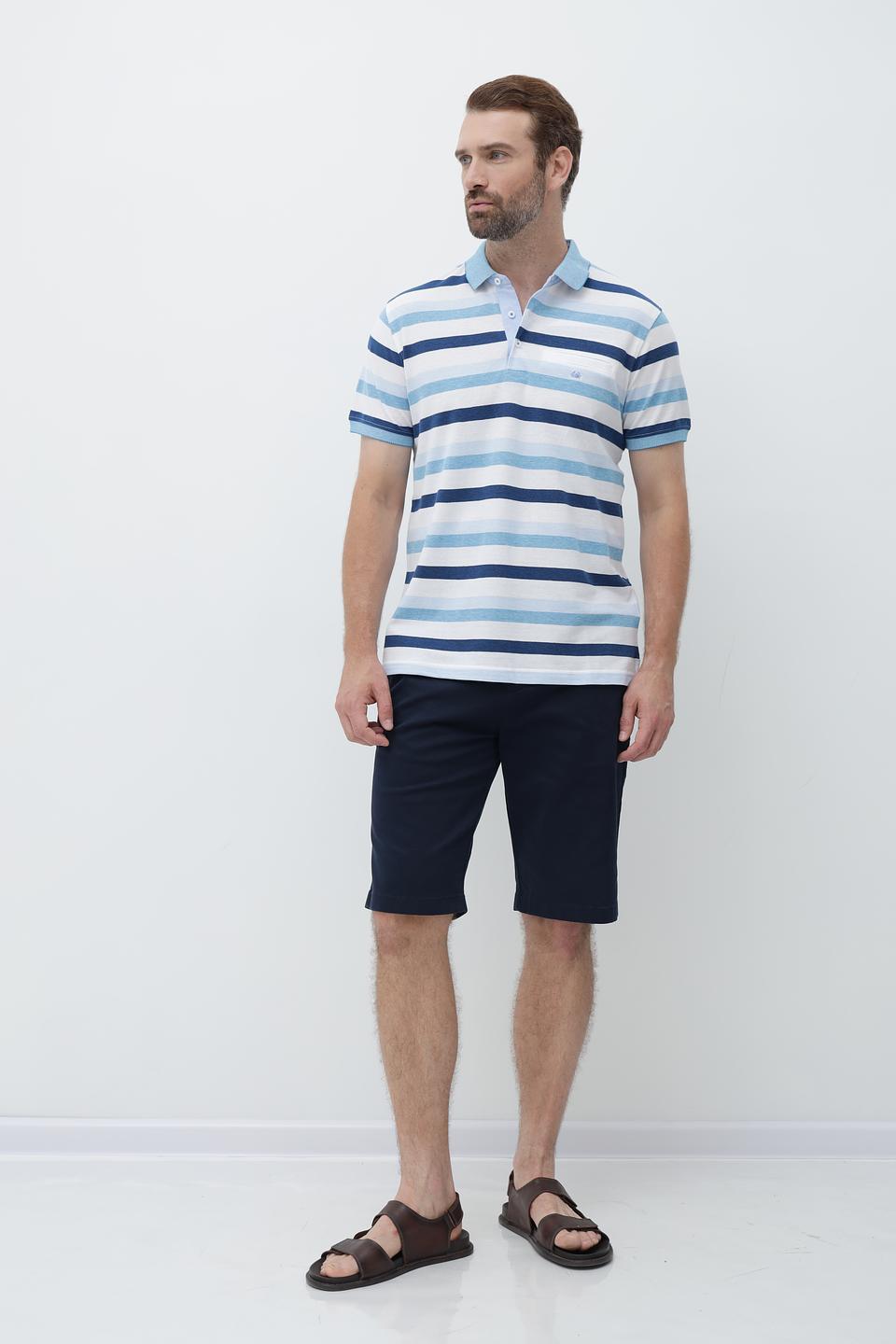 Поло Granchio в полоску голубой