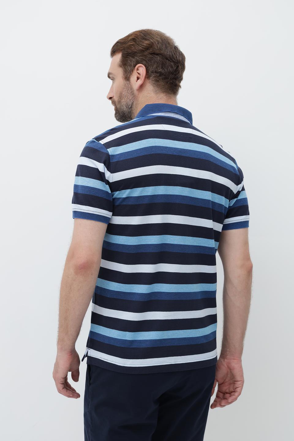 Поло Granchio в полоску синий
