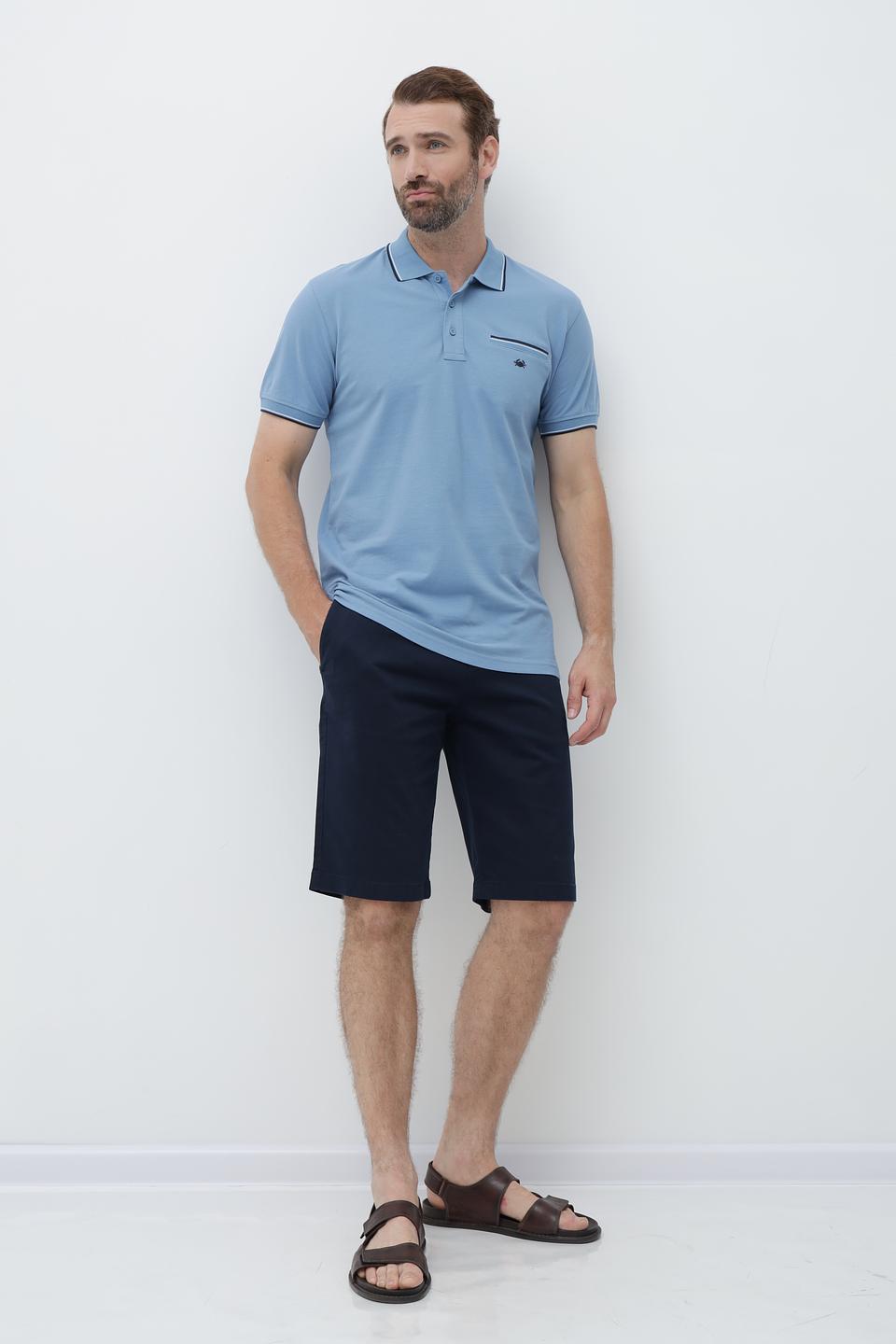 Поло Granchio голубое с карманом