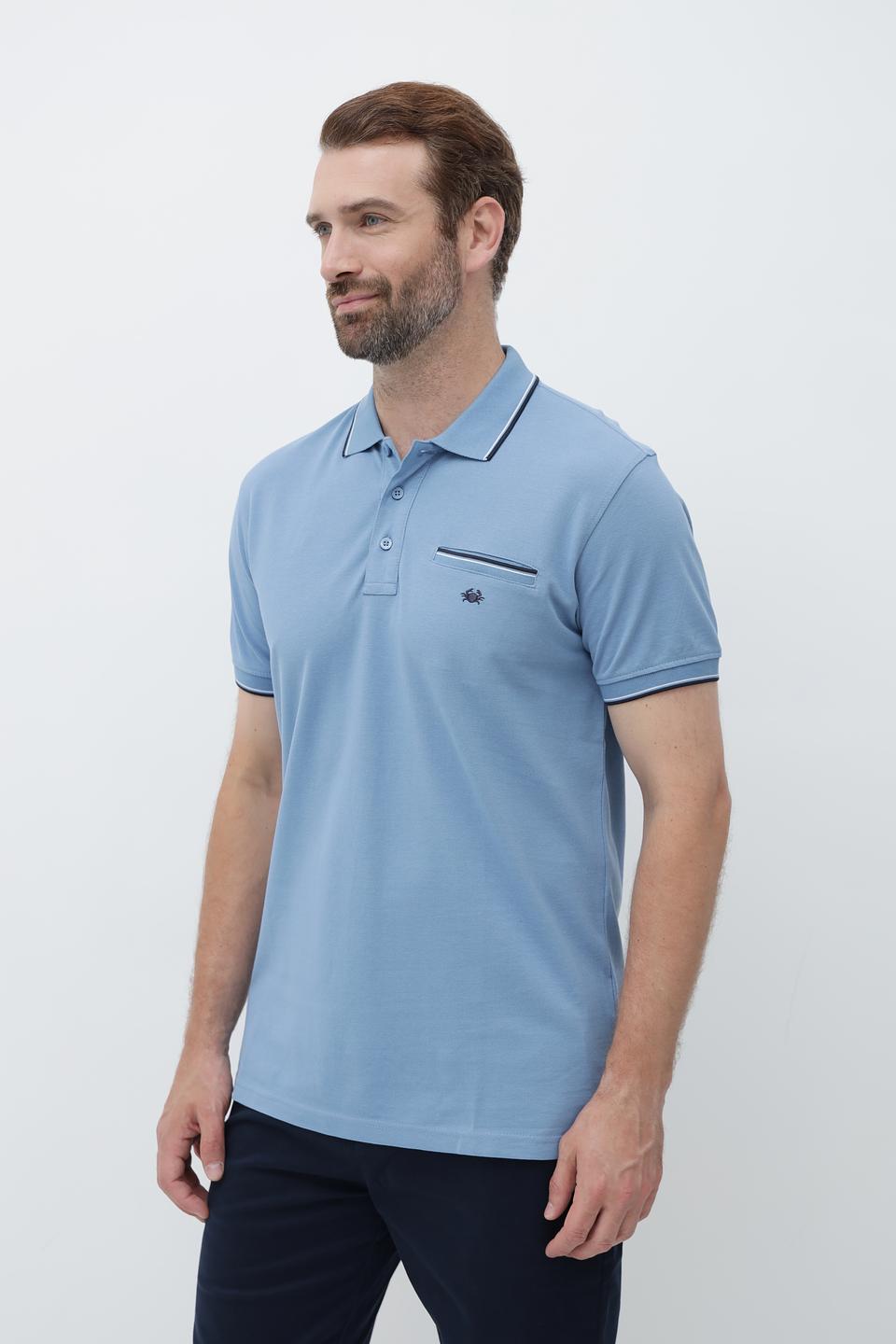Поло Granchio голубое с карманом