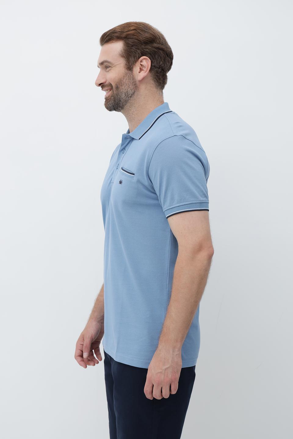 Поло Granchio голубое с карманом