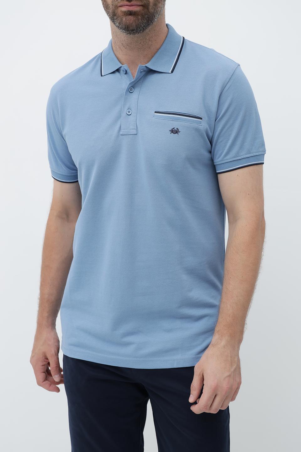 Поло Granchio голубое с карманом