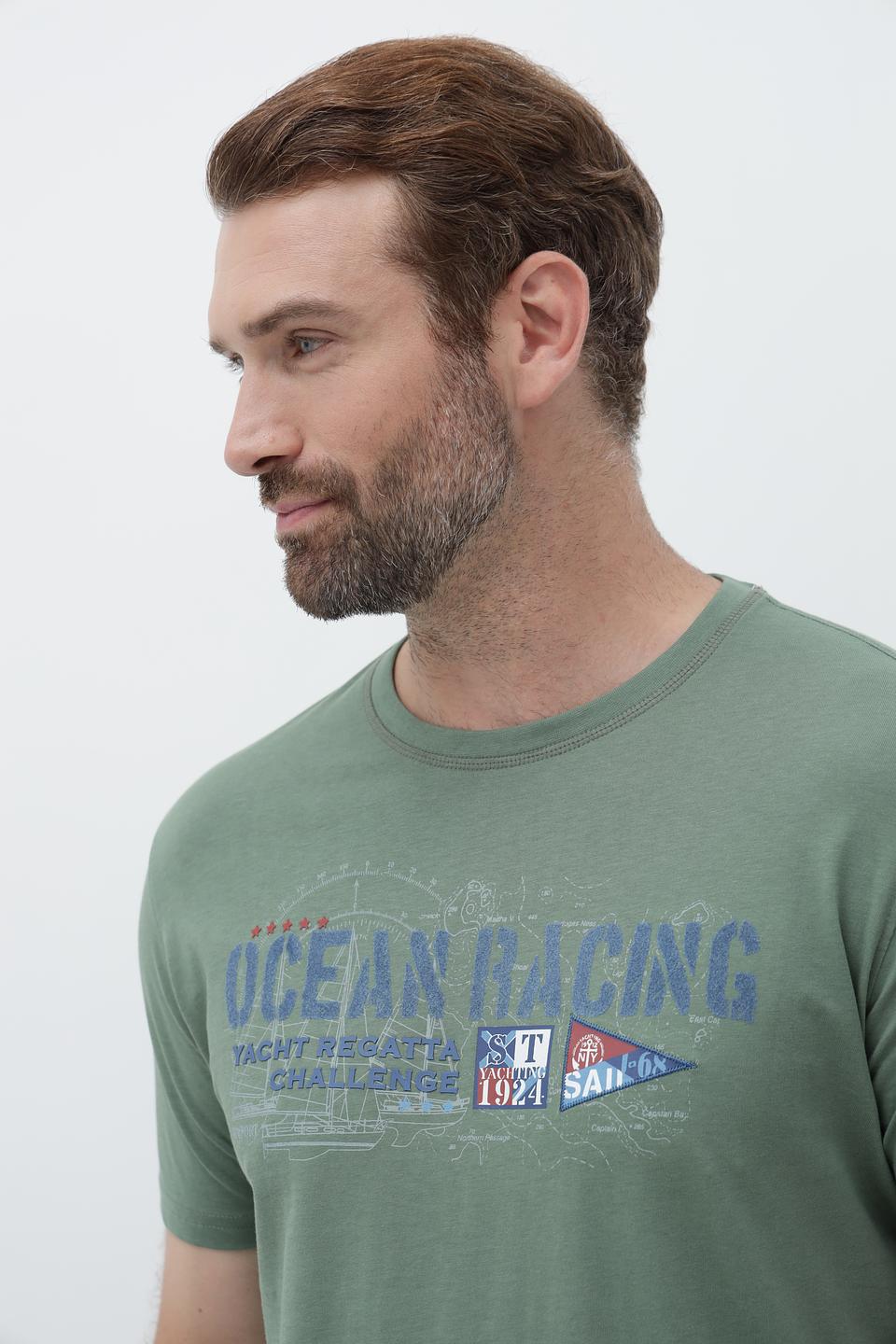 Футболка Sea Barrier хаки с принтом