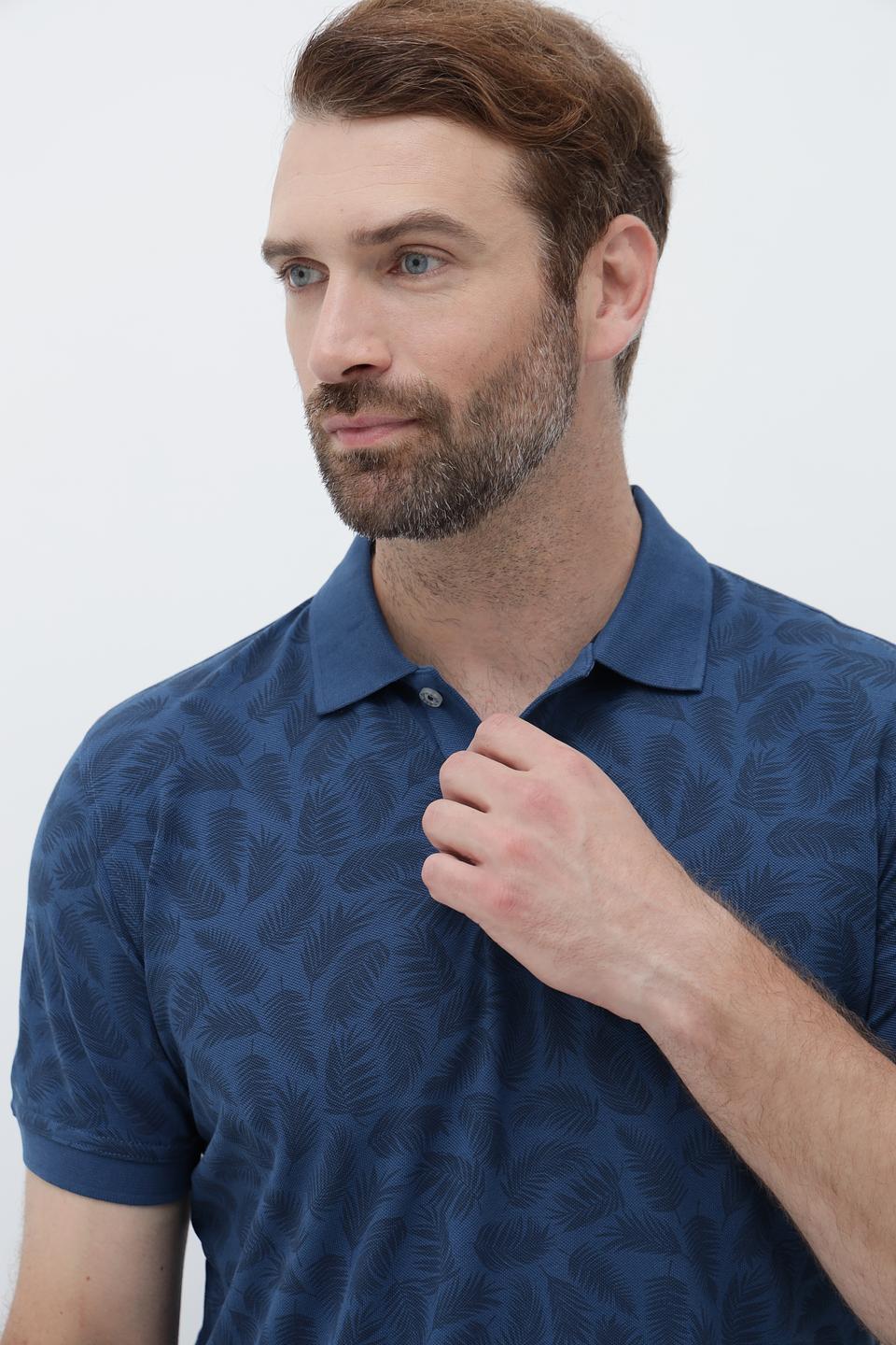 Поло Sea Barrier с узором синий