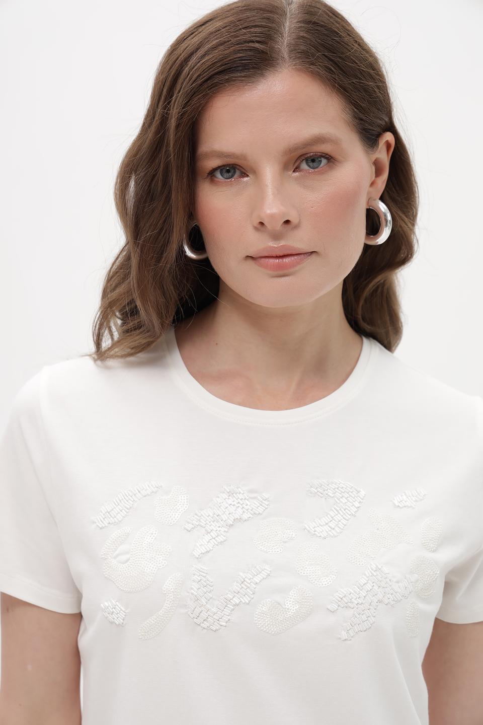 Футболка Taifun с вышивкой белая