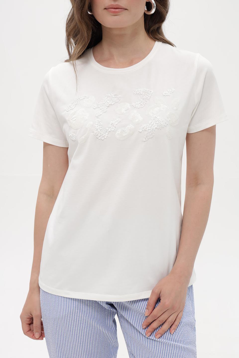 Футболка Taifun с вышивкой белая