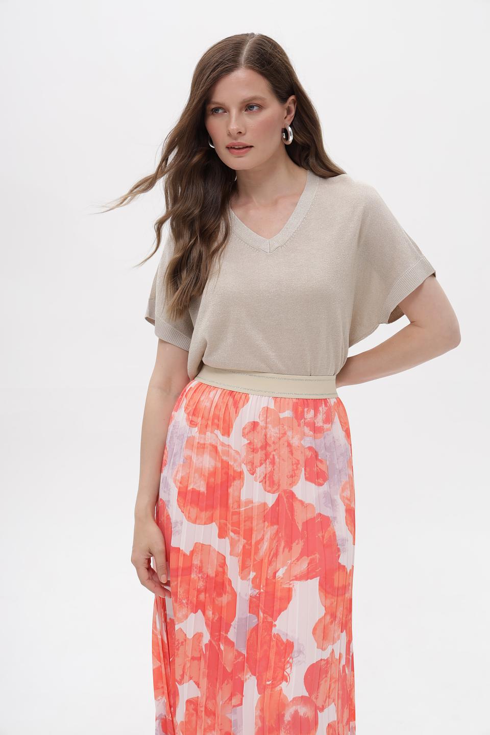 Пуловер Taifun бежевый с V-образным вырезом