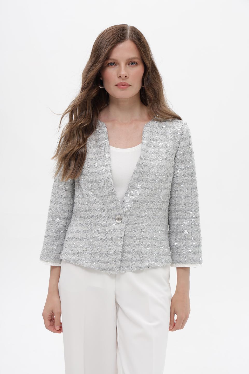 Жакет Bianca с пайетками серебристый