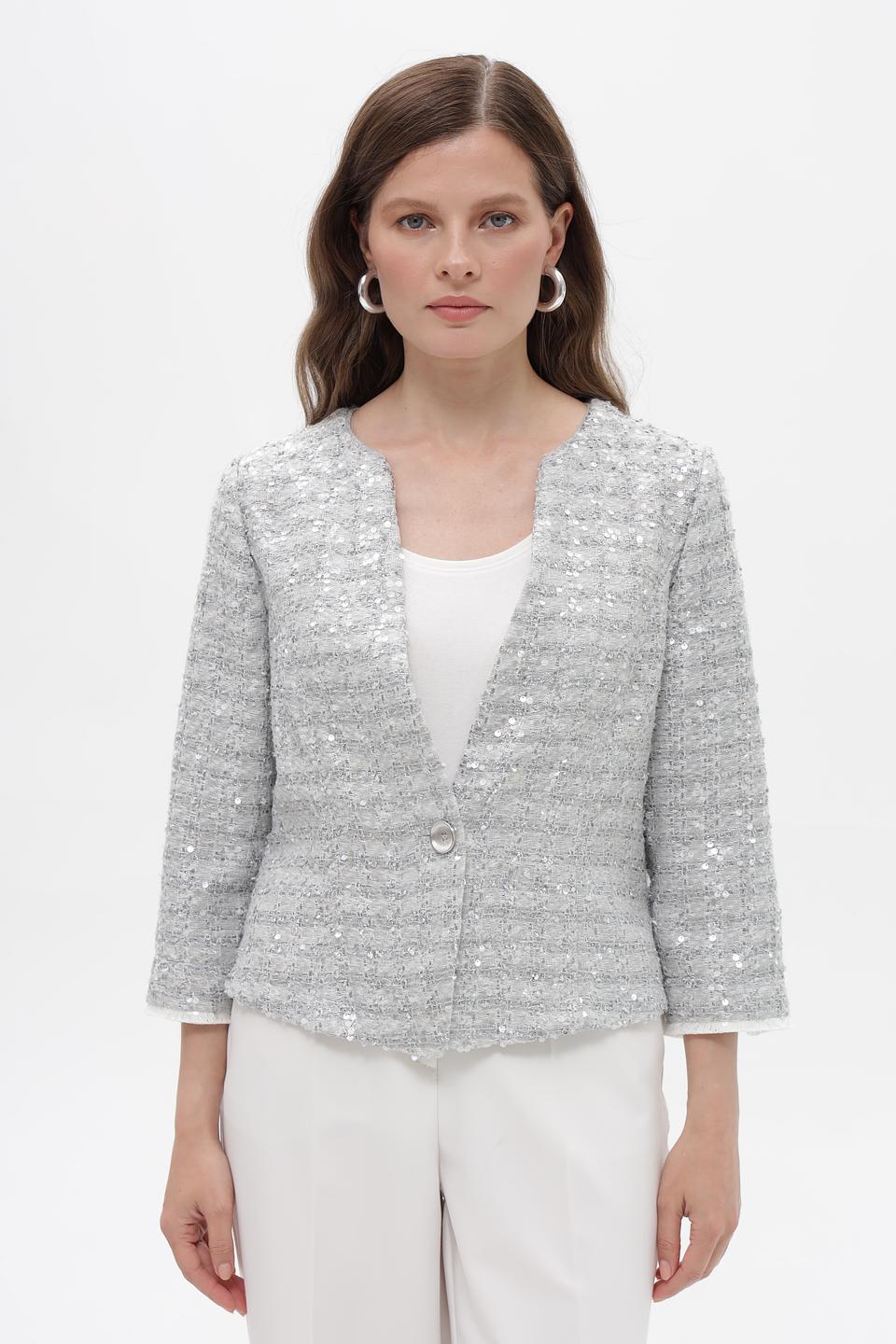 Жакет Bianca с пайетками серебристый