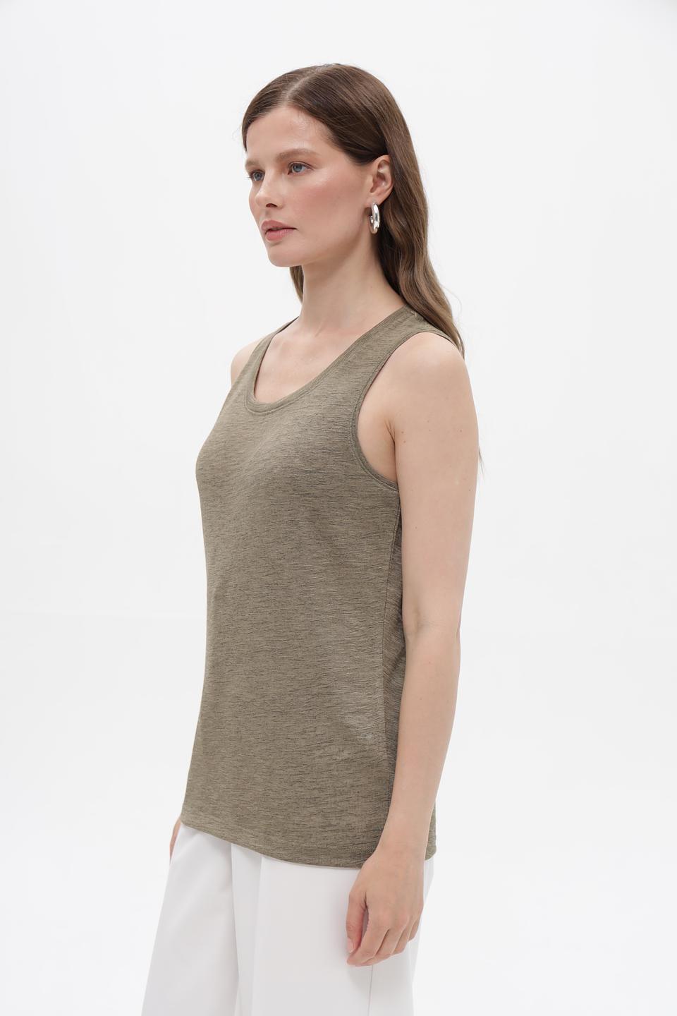 Топ Bianca хаки без рукавов