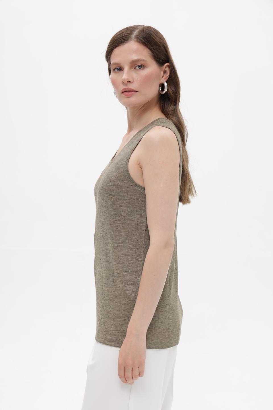 Топ Bianca хаки без рукавов