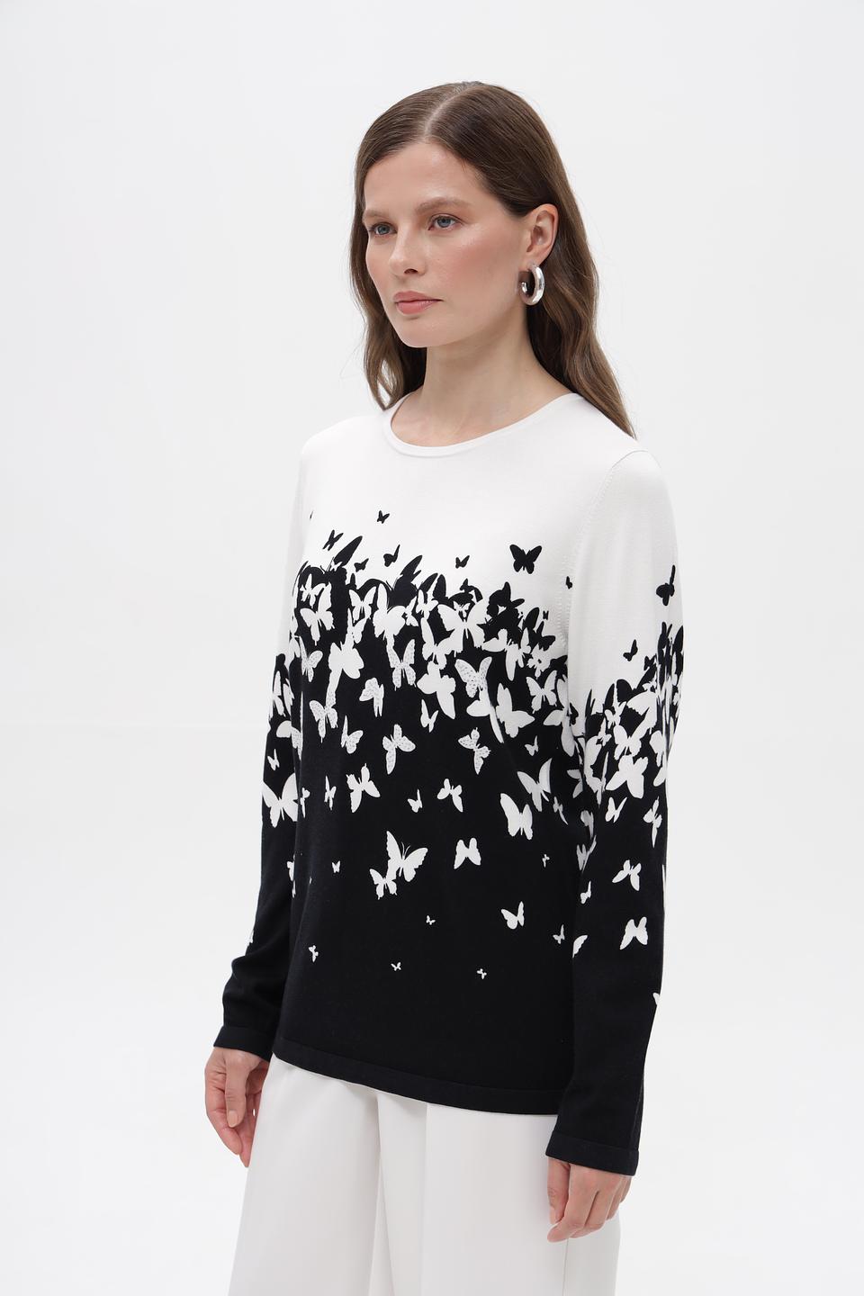 Пуловер Just Valeri с бабочками чёрный