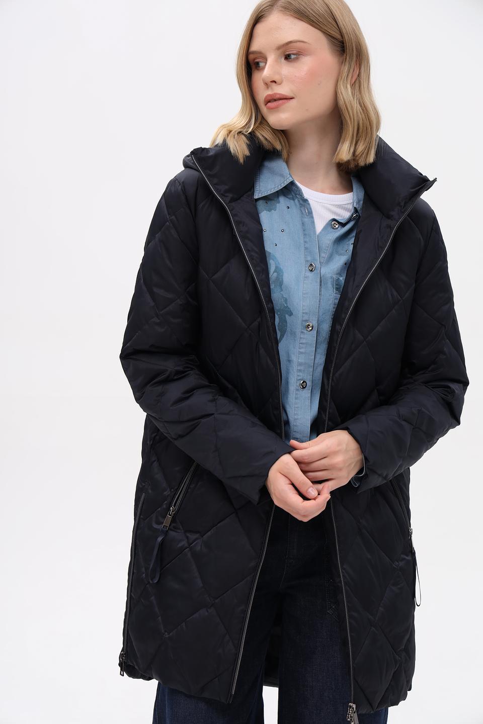 Пальто стеганое Pezzo темно-синее