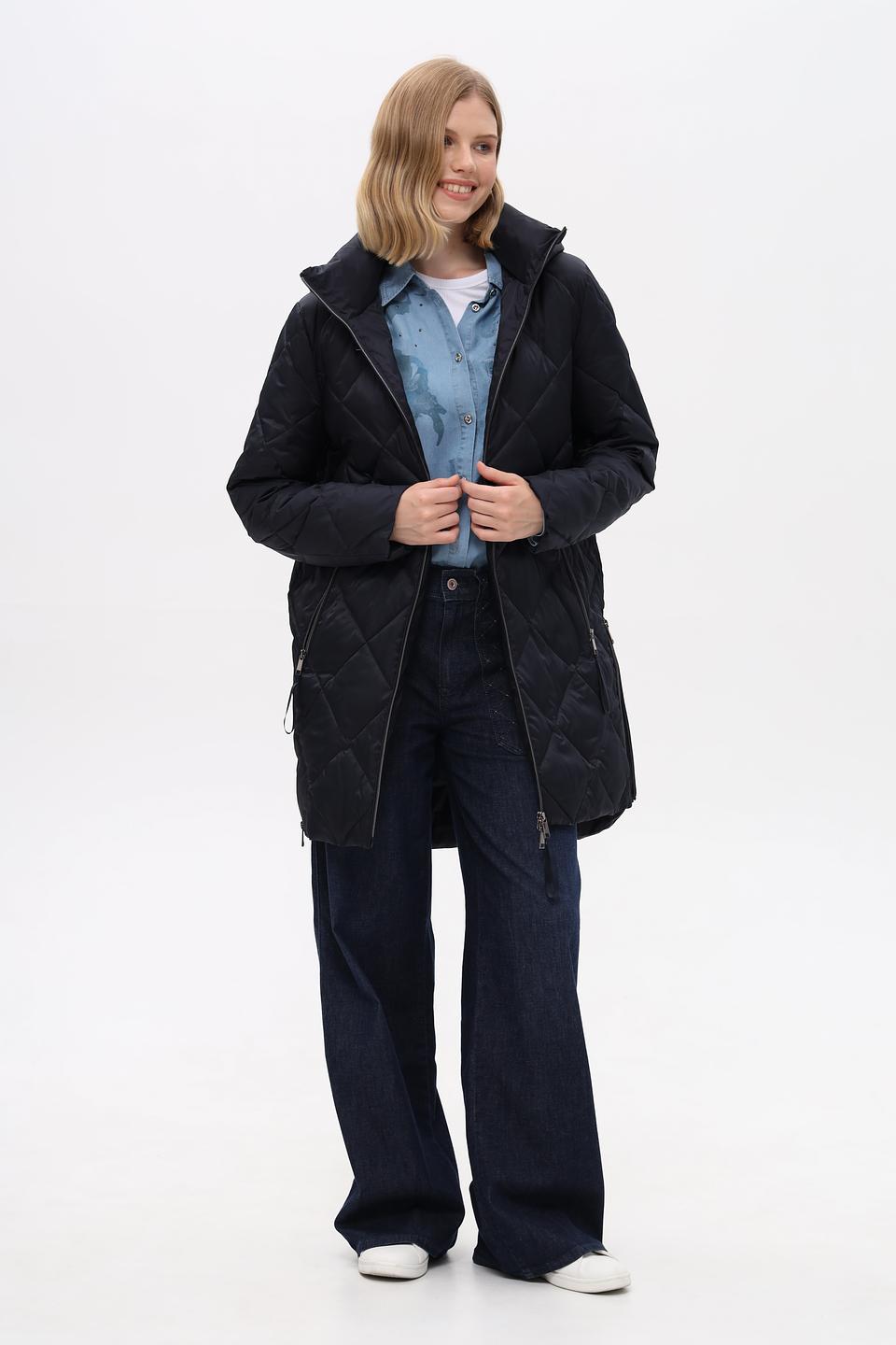 Пальто стеганое Pezzo темно-синее