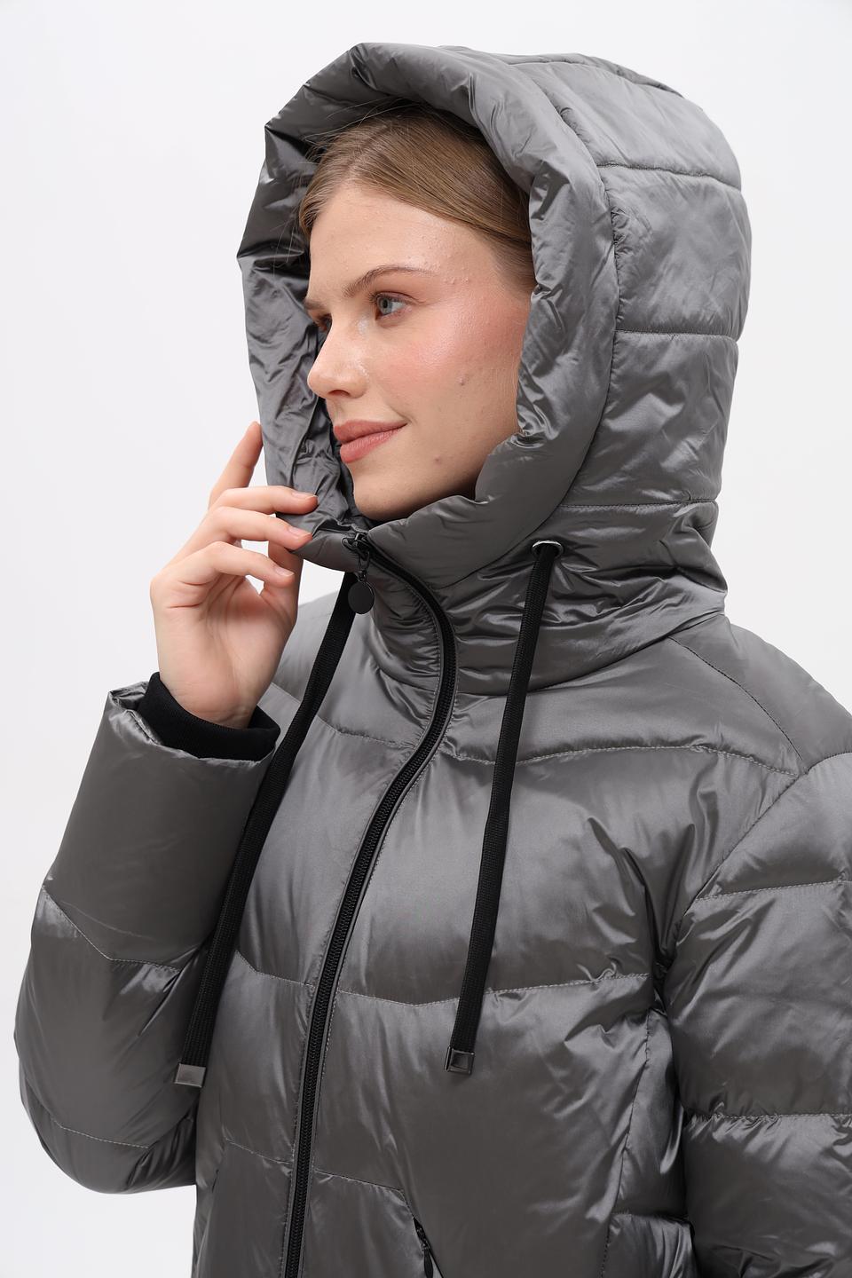 Пальто Pezzo стеганое серое