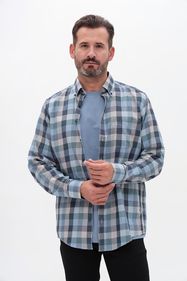 Рубашка Casa Moda в клетку голубая