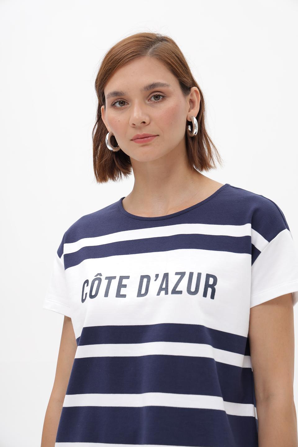 Футболка Monari в полоску с принтом