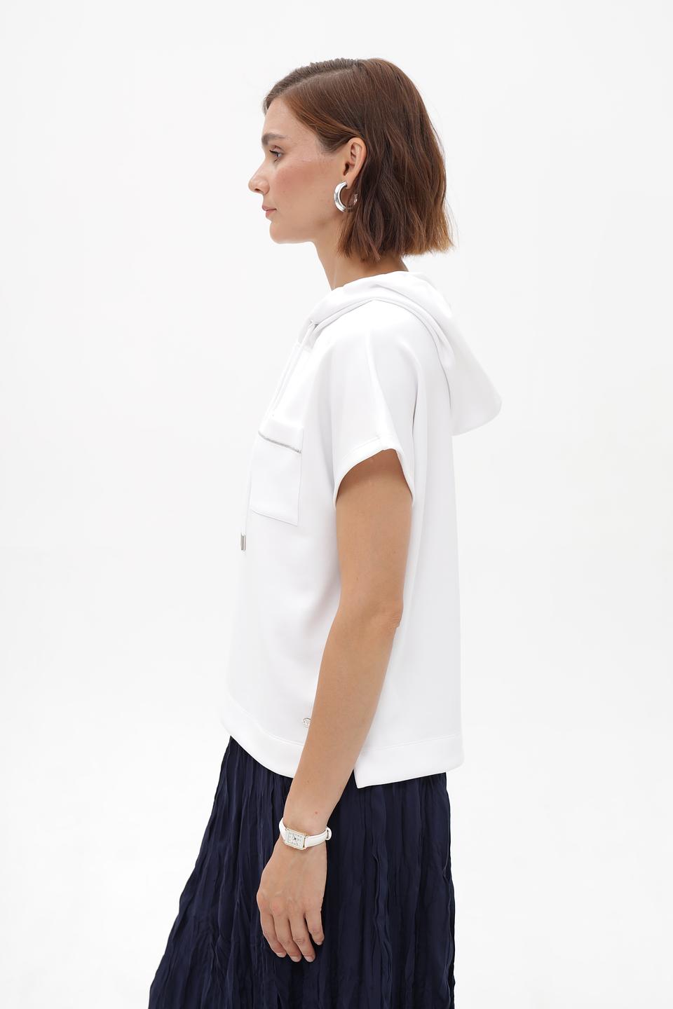 Пуловер Monari с капюшоном белый