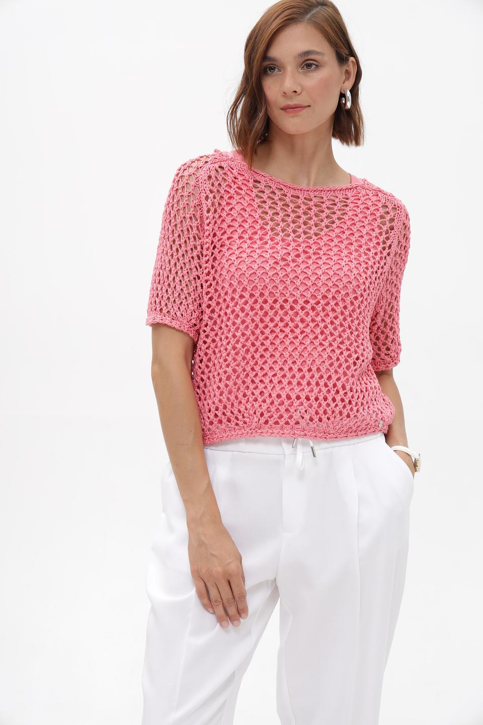 Пуловер Monari ажурный розовый