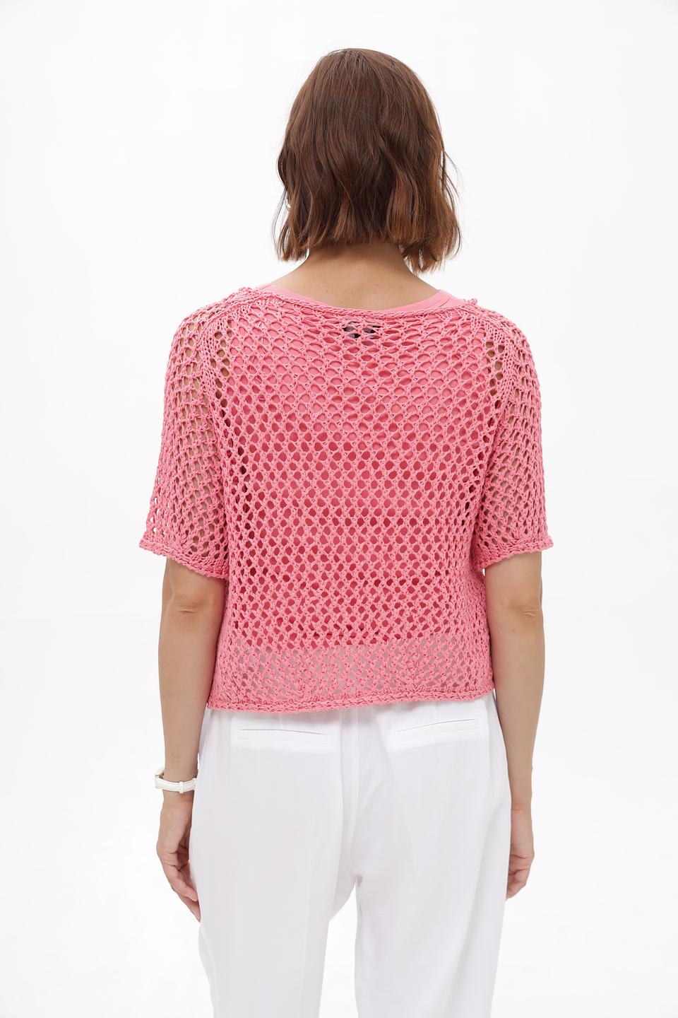 Пуловер Monari ажурный розовый