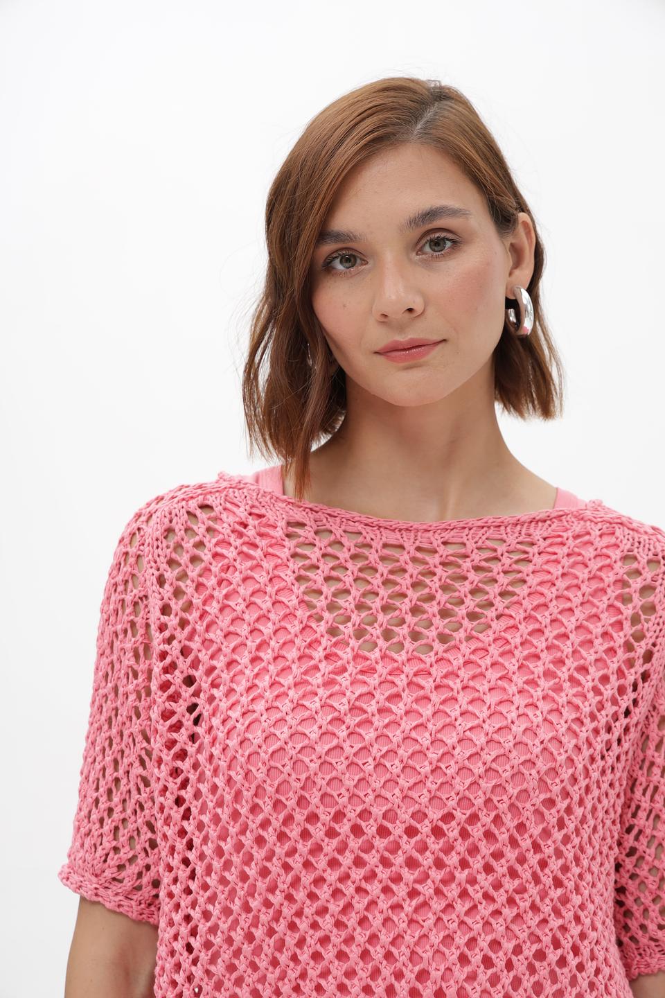 Пуловер Monari ажурный розовый