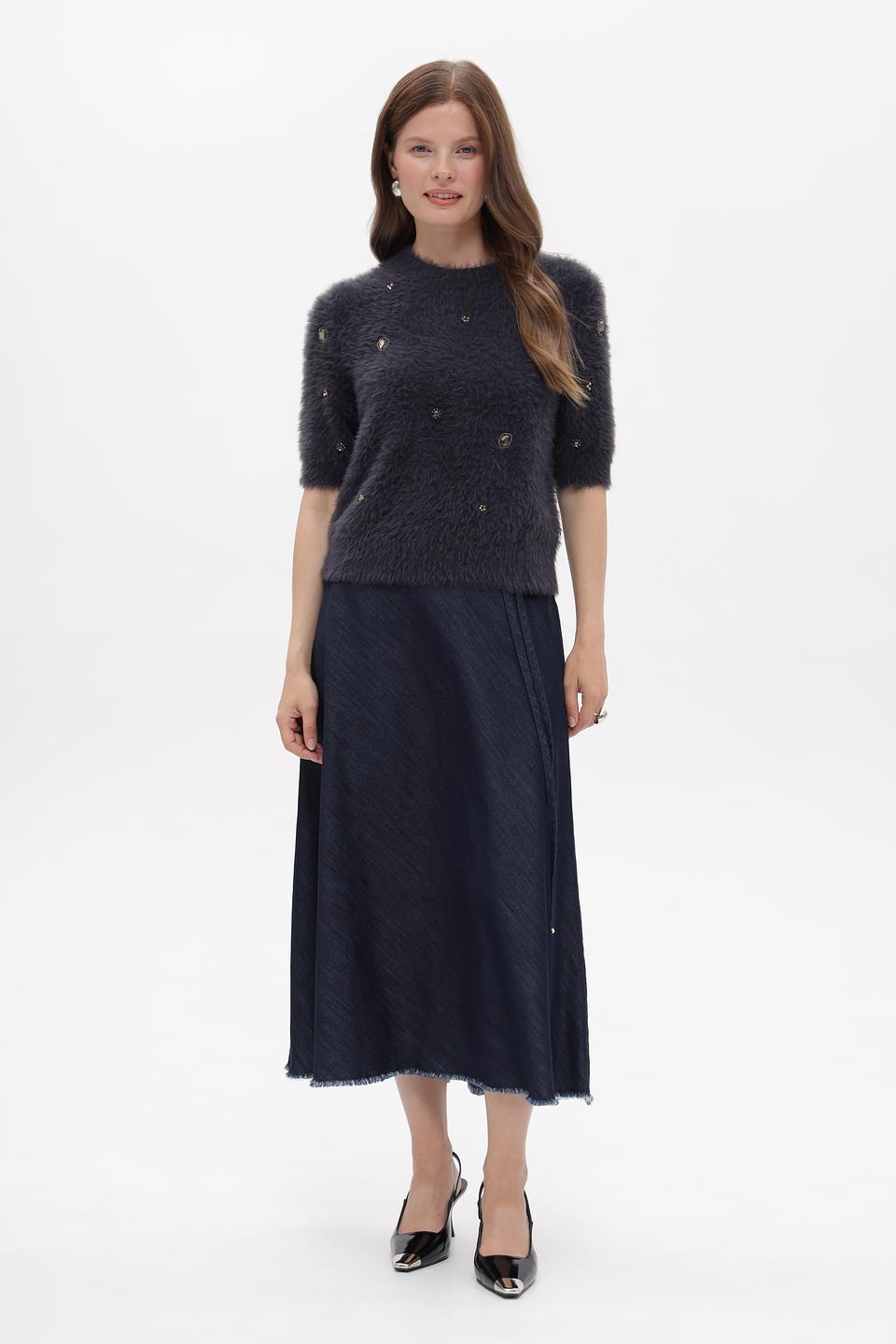 Пуловер Luisa Cerano с вышивкой графит