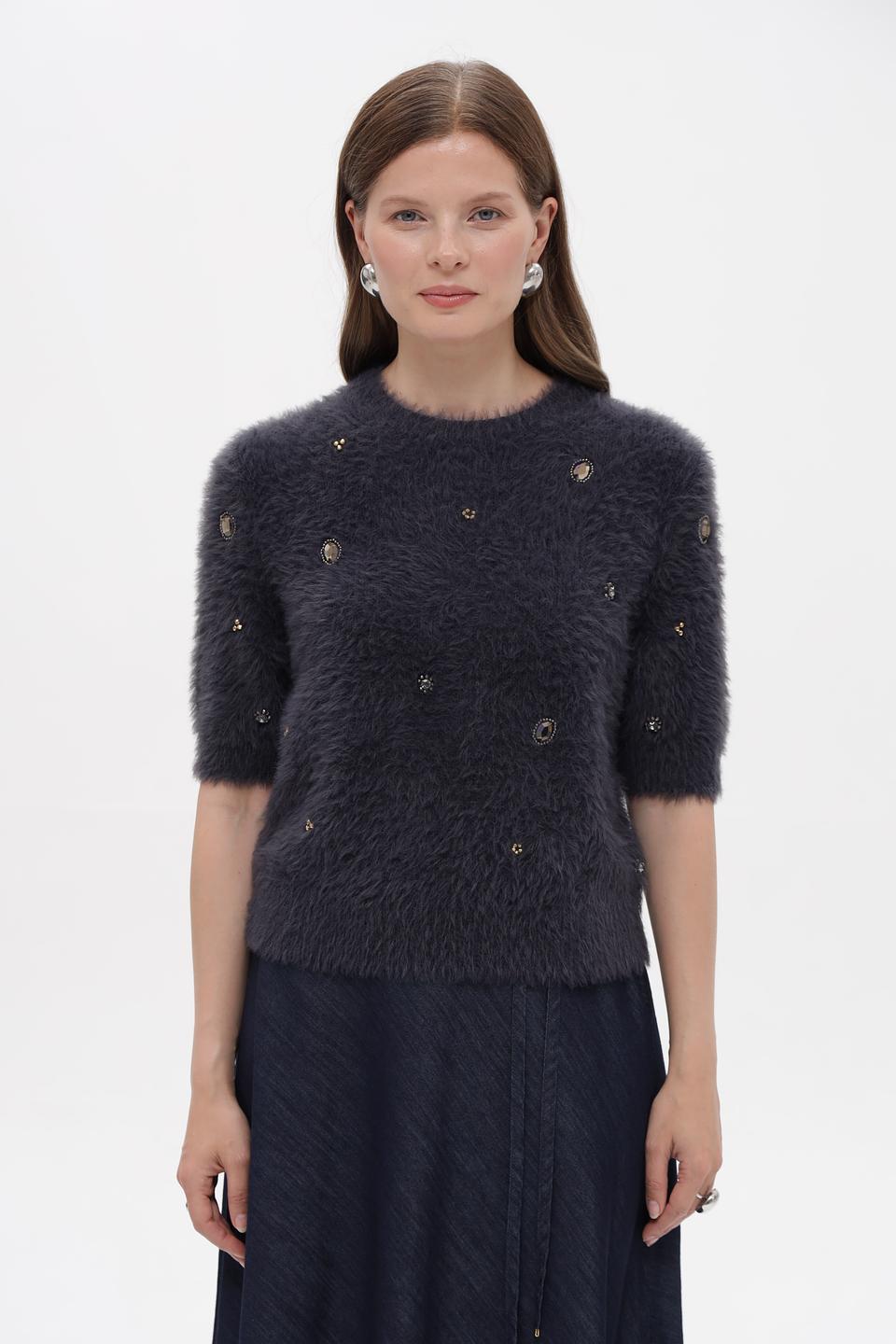 Пуловер Luisa Cerano с вышивкой графит