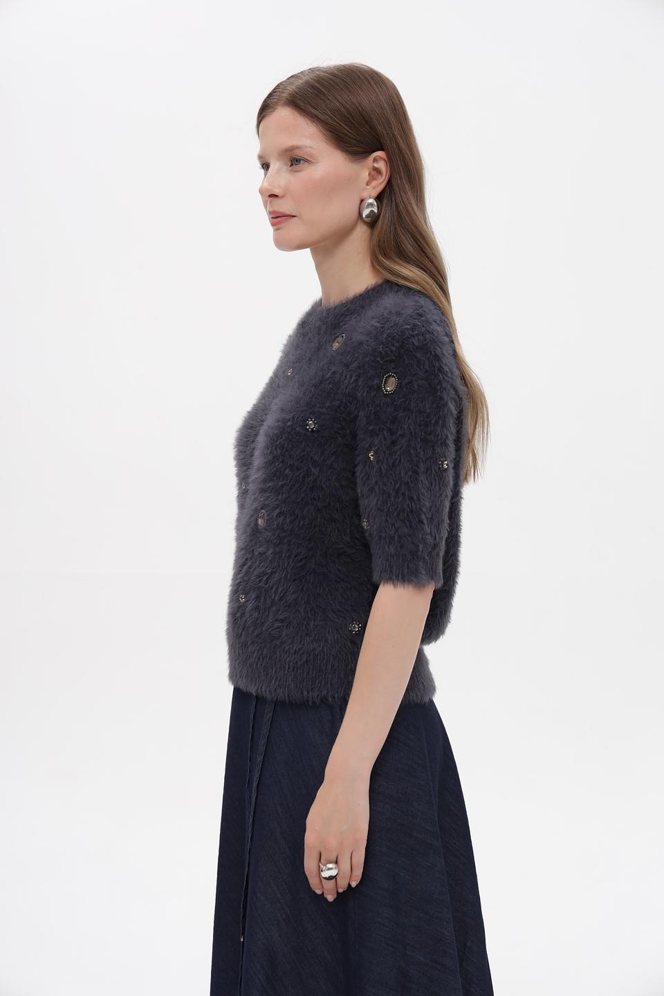 Пуловер Luisa Cerano с вышивкой графит