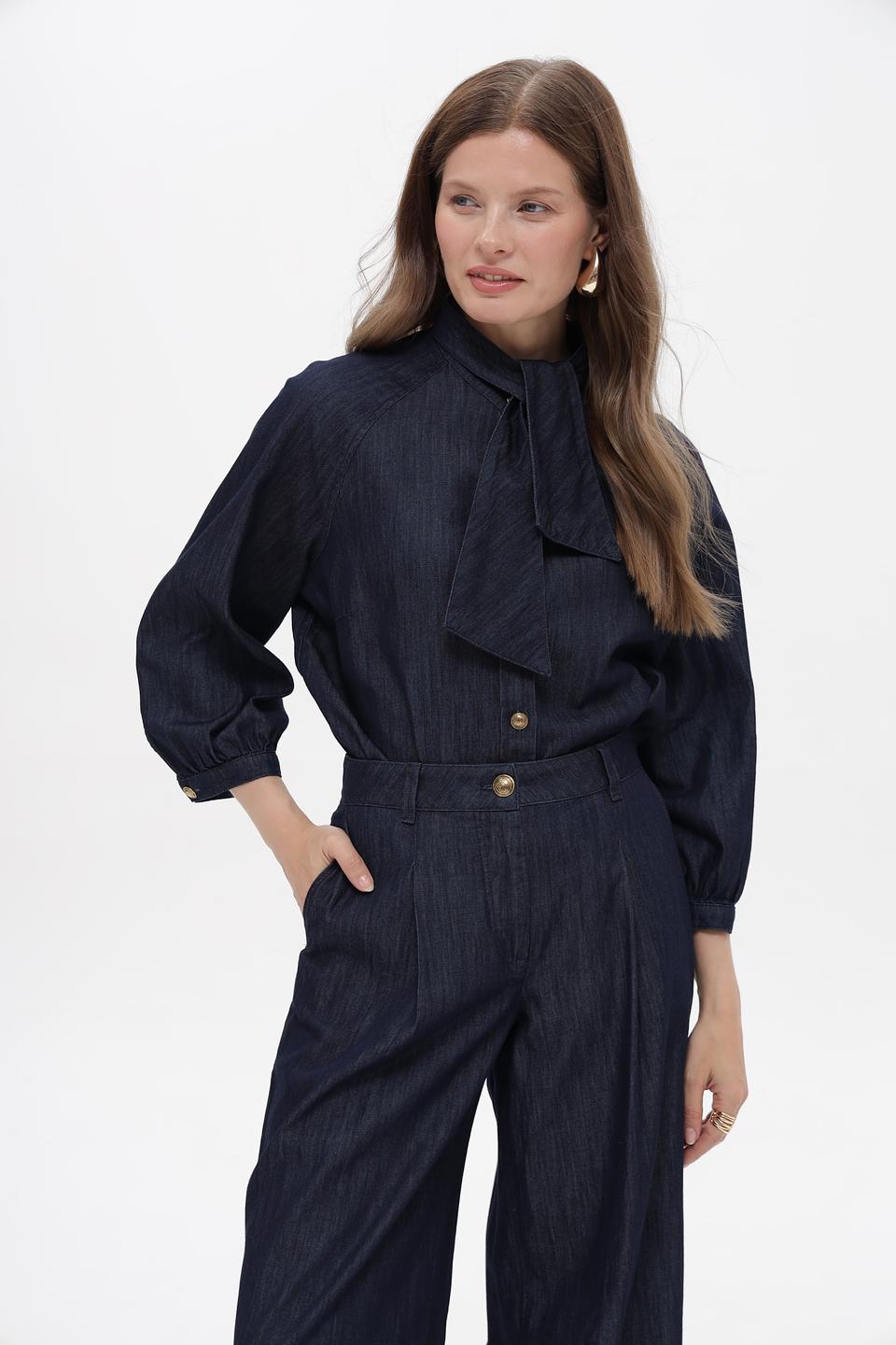 Блузка Luisa Cerano джинсовая с завязкой