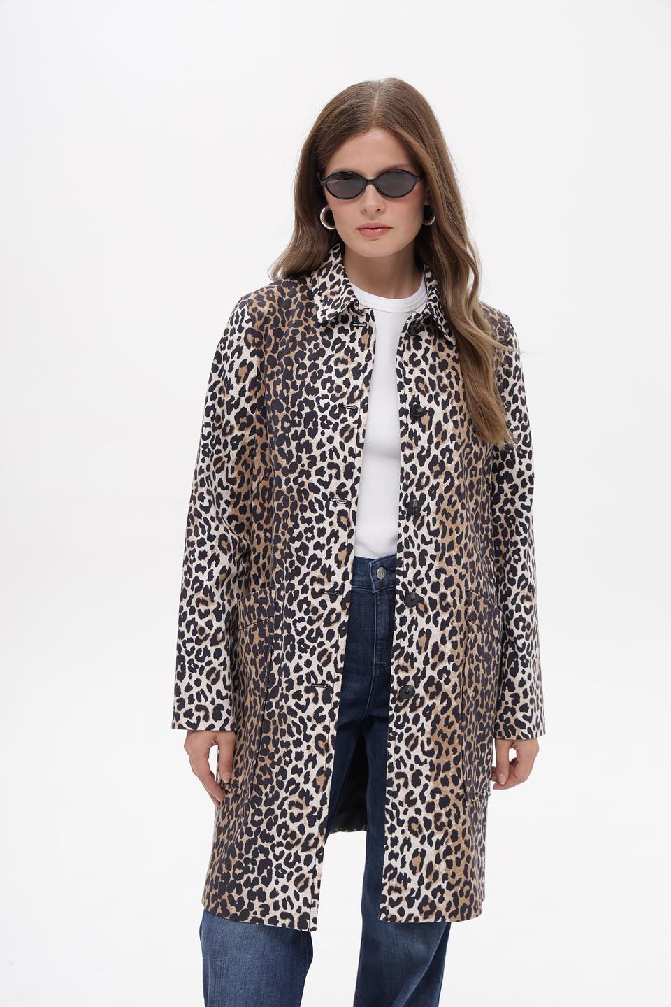 Пальто Oui леопардовый принт