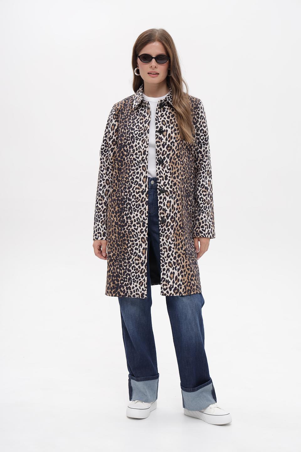 Пальто Oui леопардовый принт