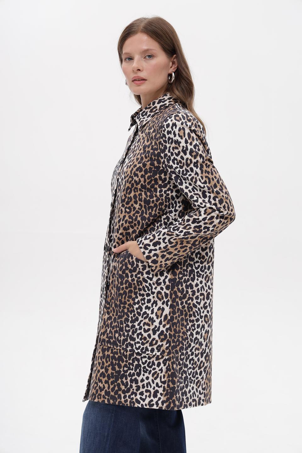 Пальто Oui леопардовый принт