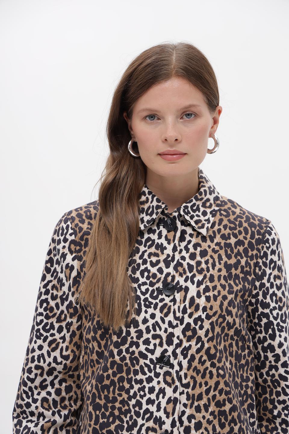Пальто Oui леопардовый принт