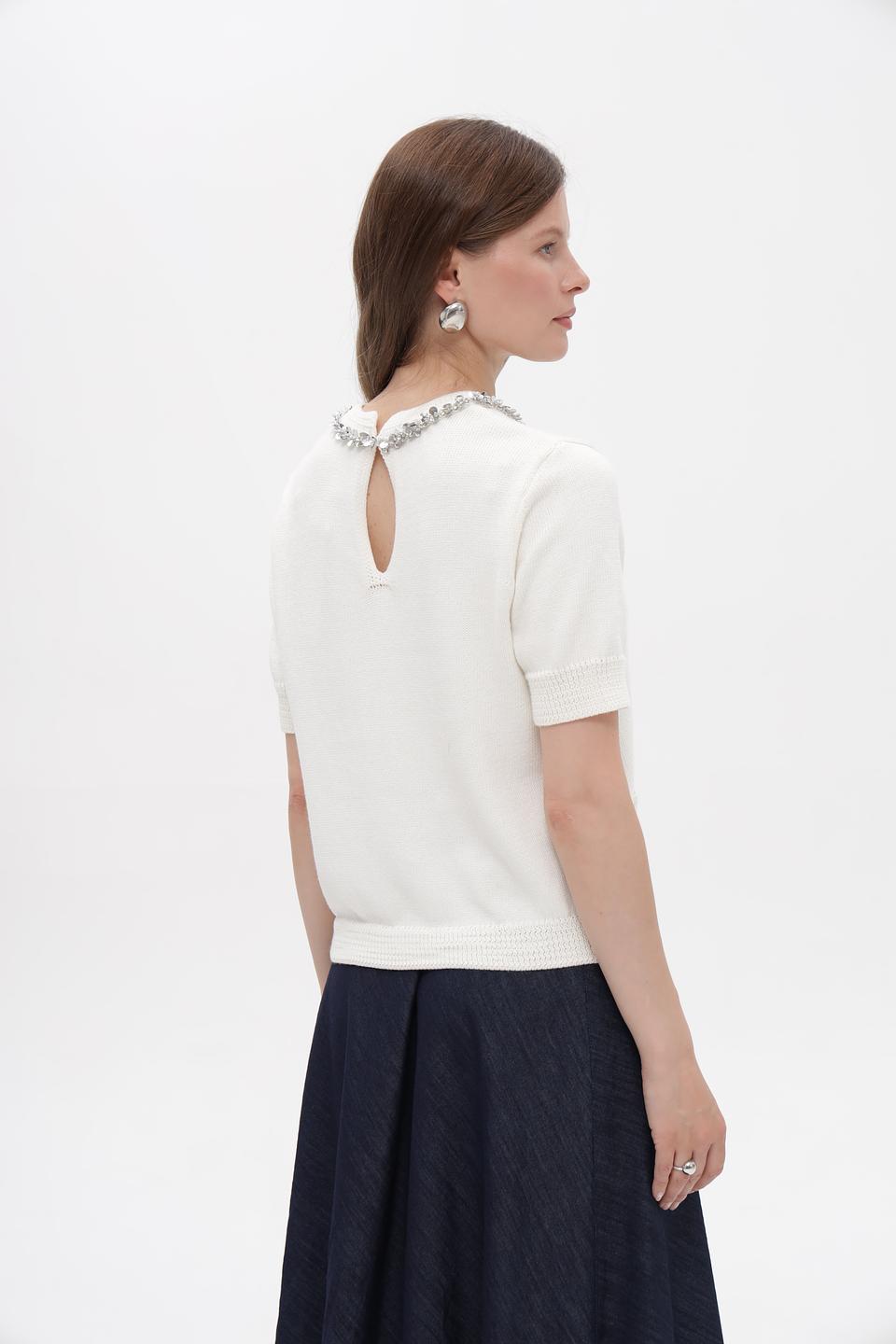 Пуловер Oui с жемчужным декором