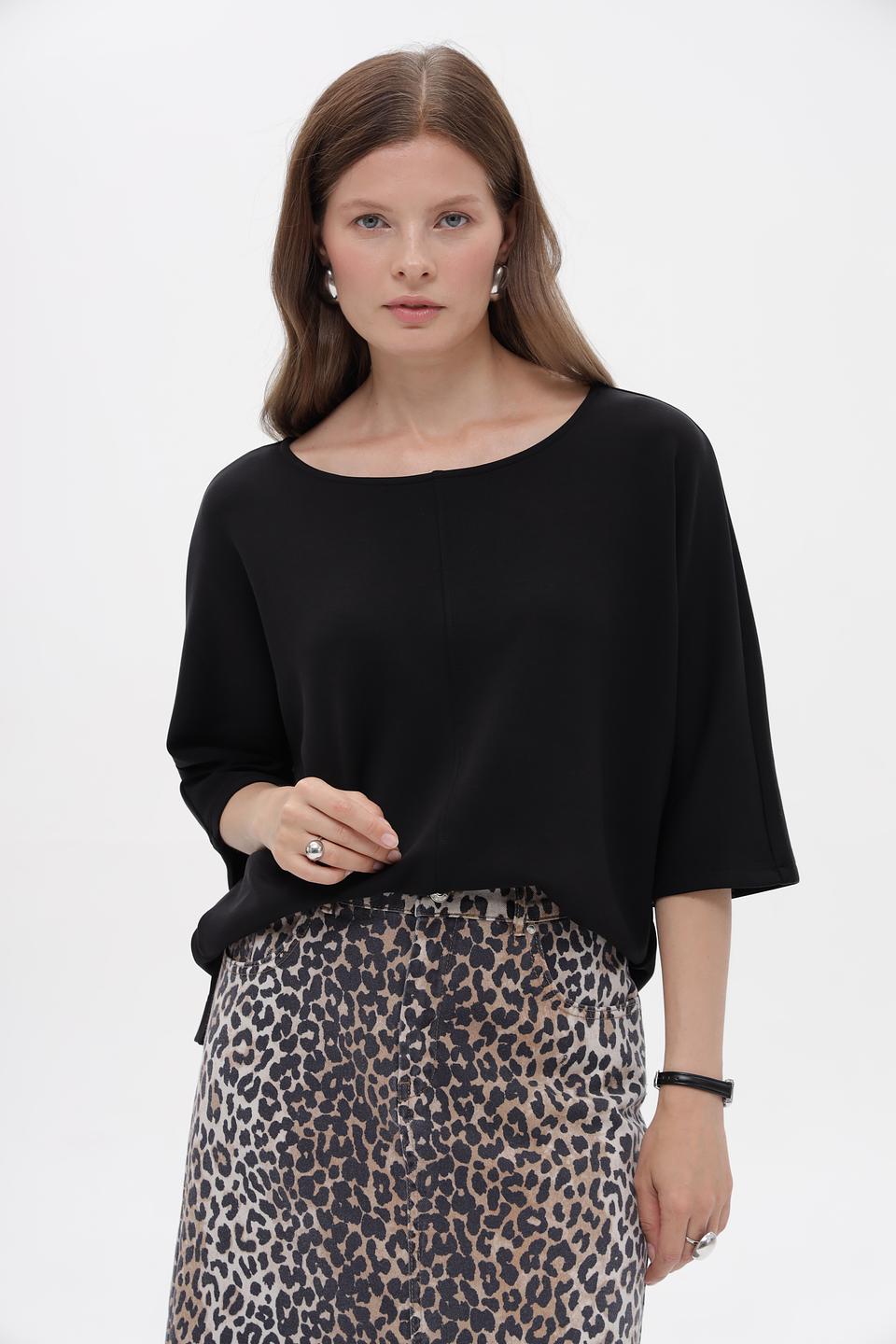 Пуловер Oui чёрный с рукавом 3/4