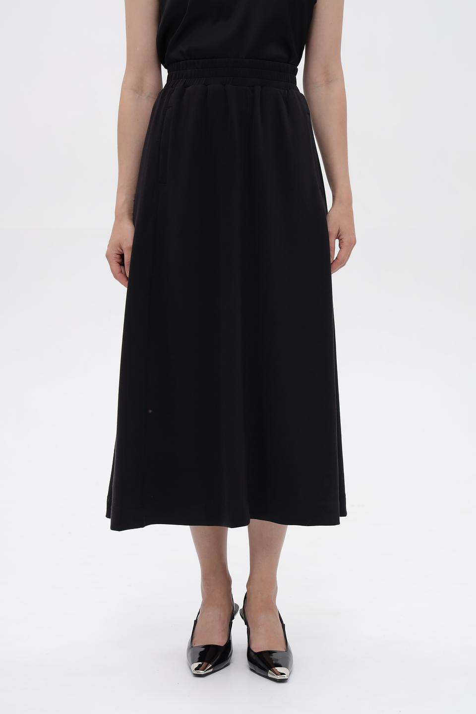 Юбка миди Oui черная с эластичным поясом