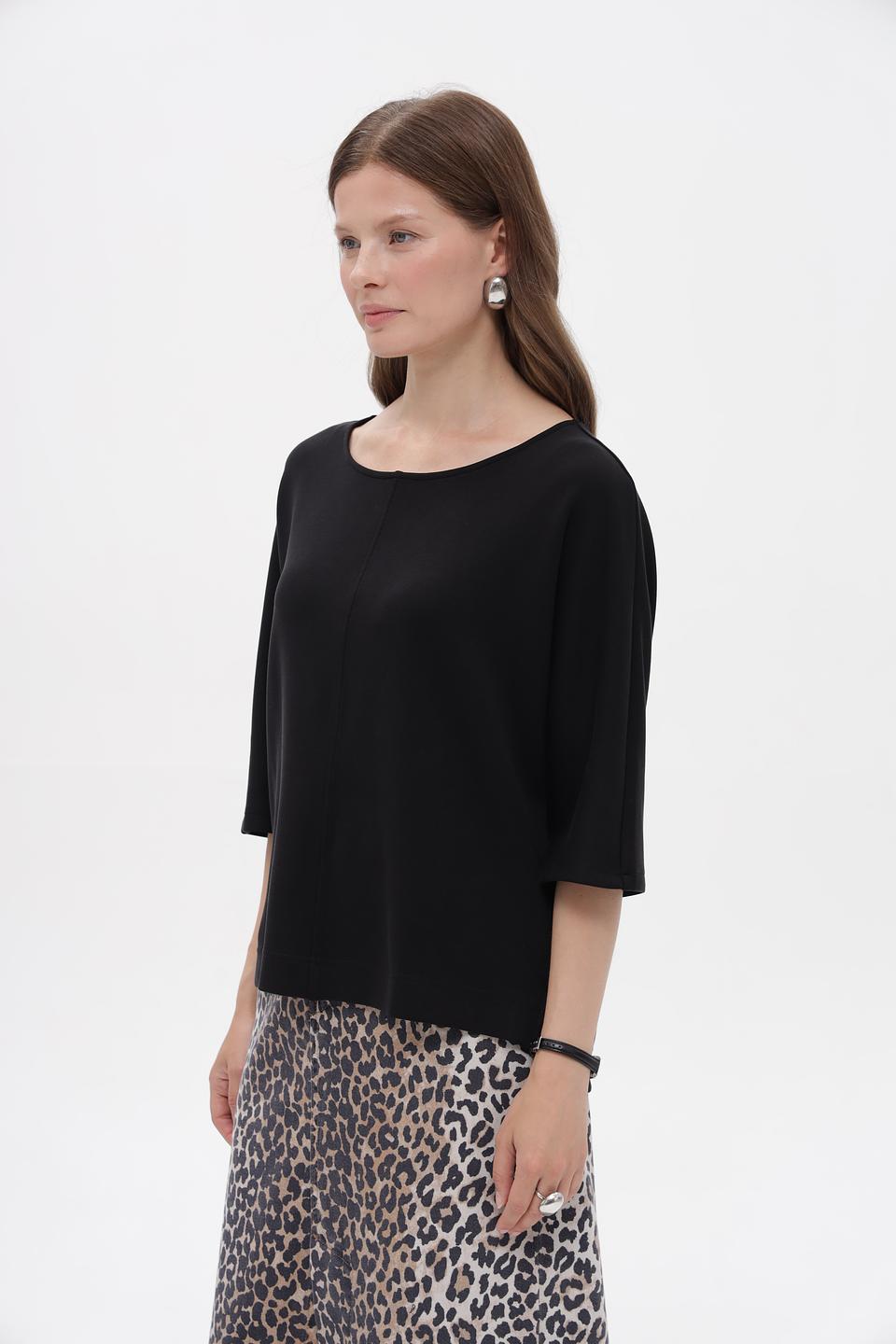 Пуловер Oui чёрный с рукавом 3/4