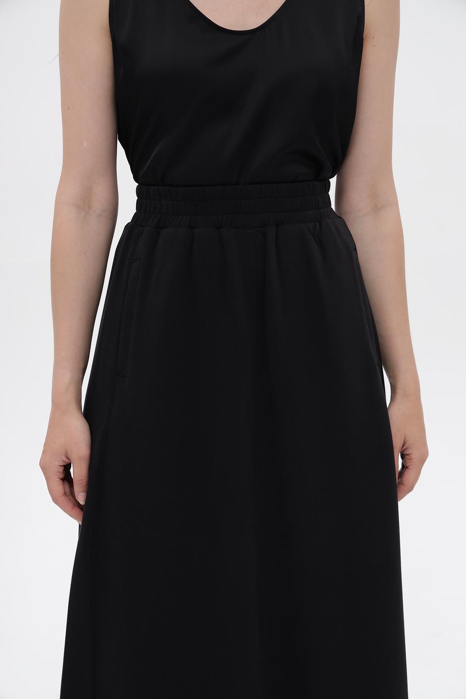 Юбка миди Oui черная с эластичным поясом