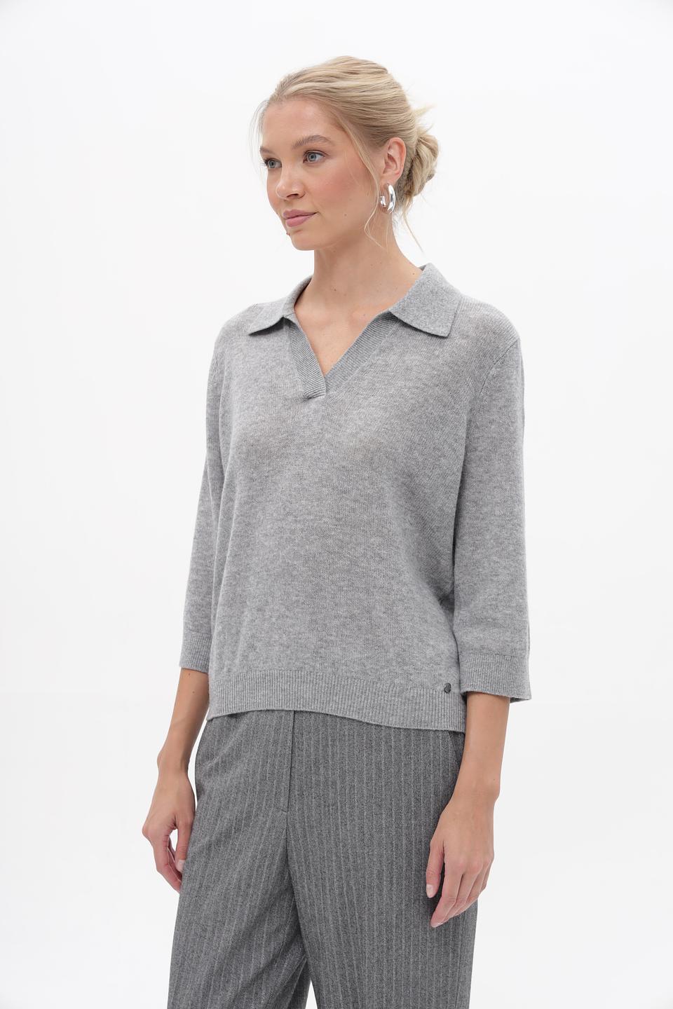 Пуловер Bugatti серый с воротником-поло