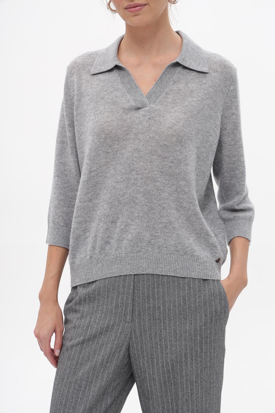 Пуловер Bugatti серый с воротником-поло