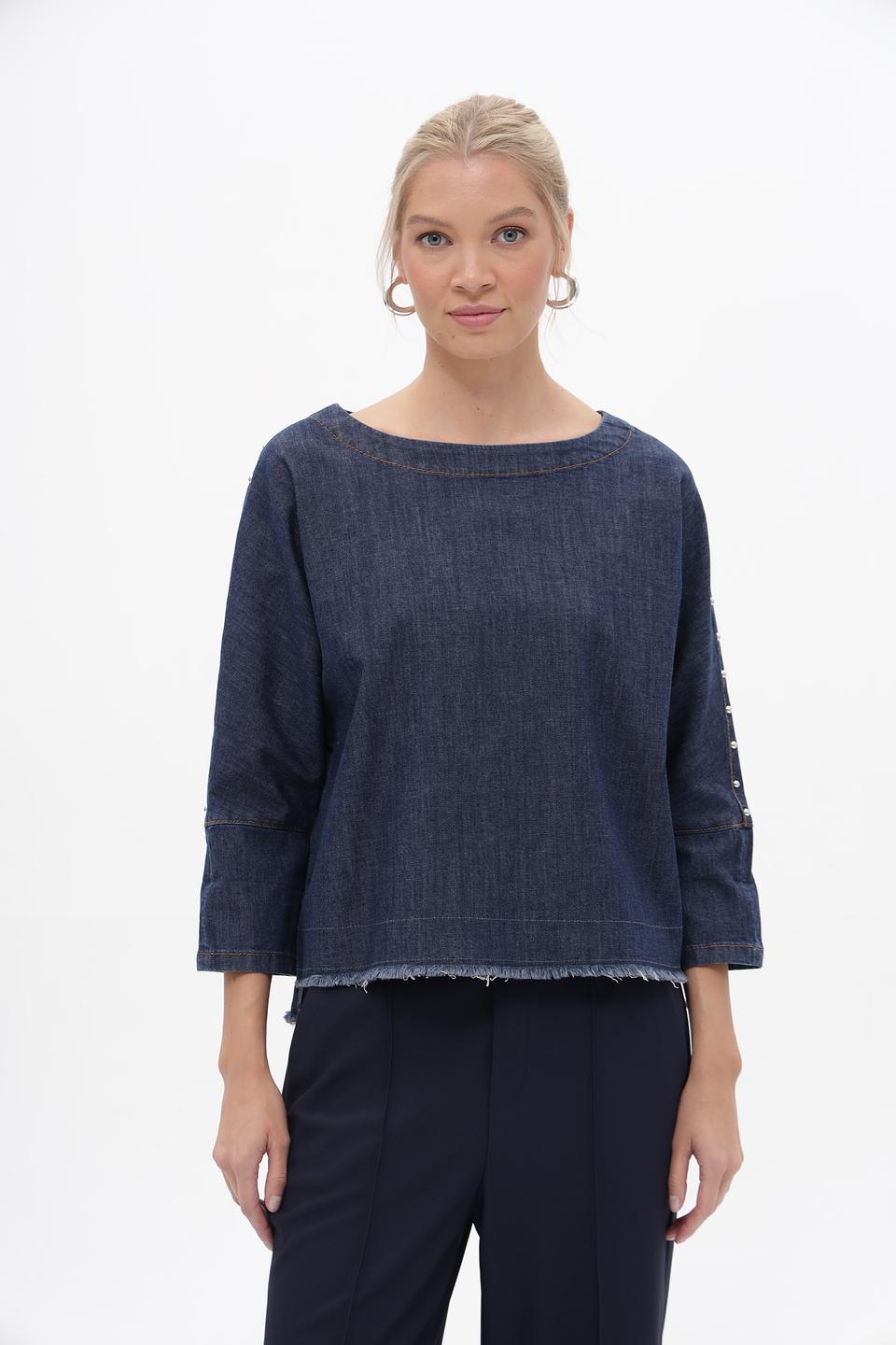 Блуза Oui деним с рукавами 3/4