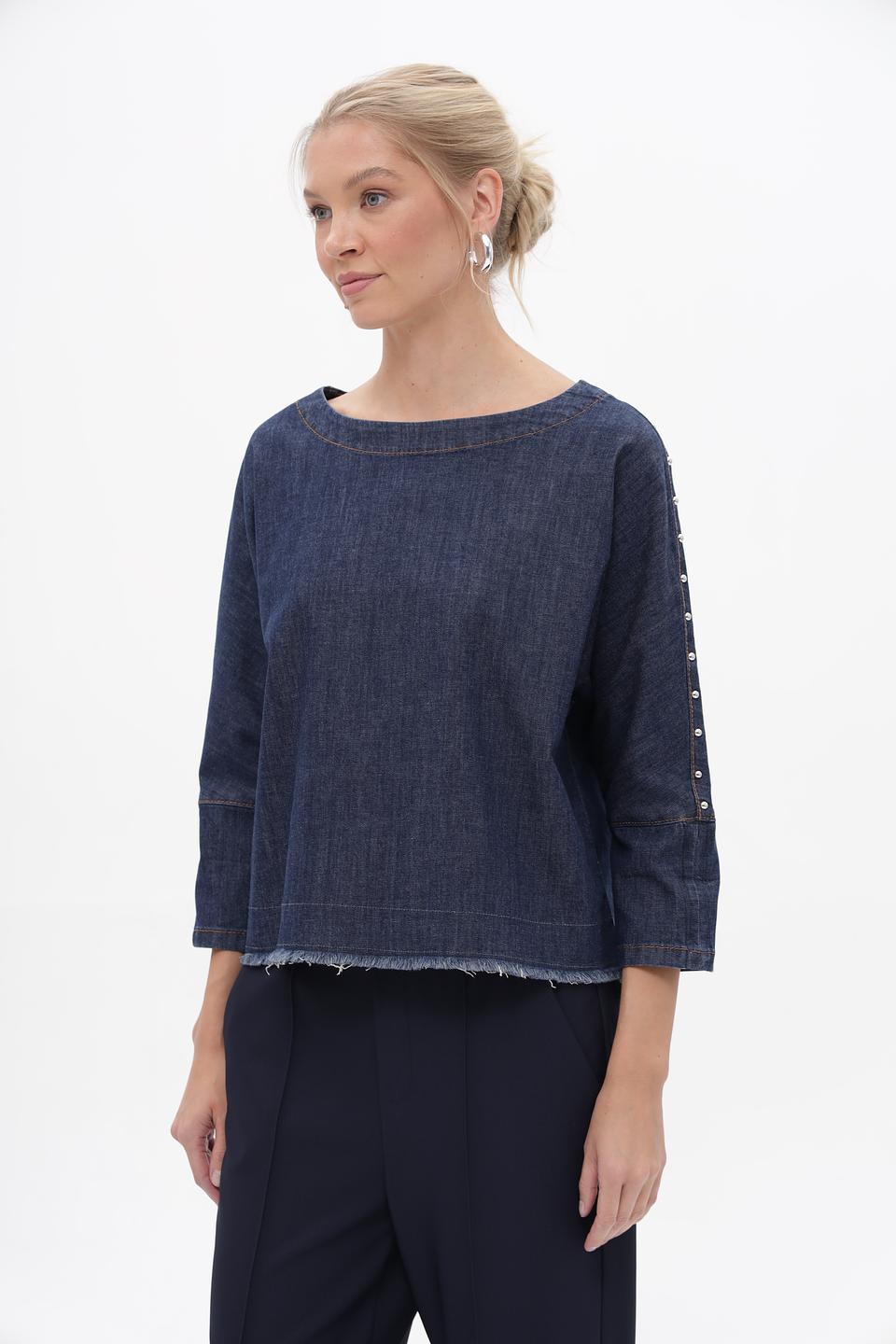 Блуза Oui деним с рукавами 3/4