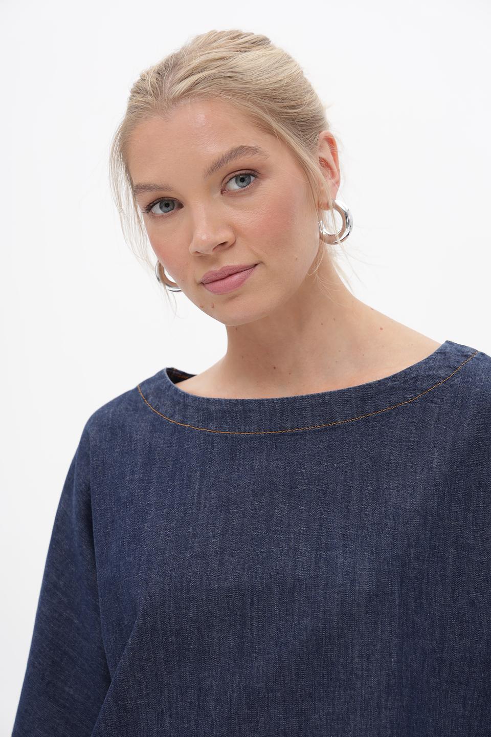 Блуза Oui деним с рукавами 3/4