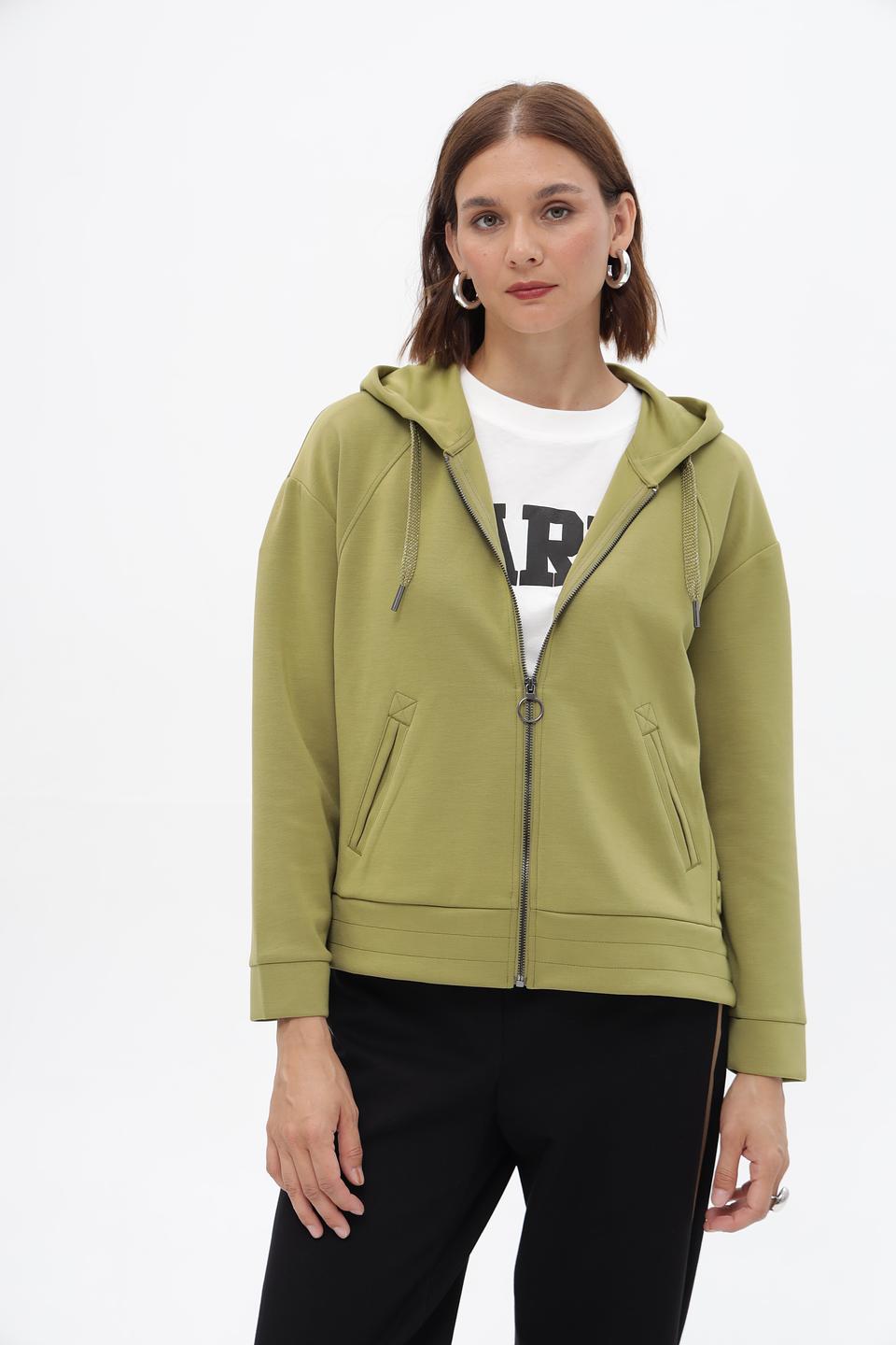 Жакет Lebek на молнии оливковый