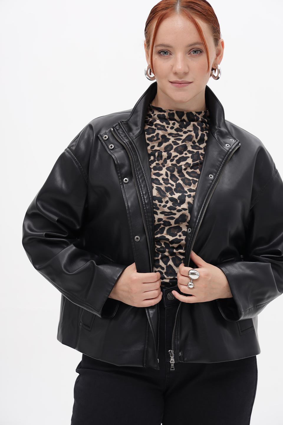 Куртка Marc Aurel кожаная черная